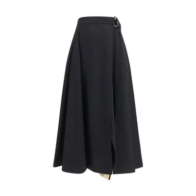Burberry Black Wool Oves Aries Midi Skirt
