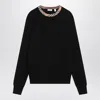 Burberry Crew Neck Knitwear With Distinctive Patterned Collar
