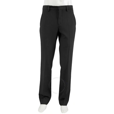 Burberry Black Wool Twill Stripe Detail Tailored Trousers