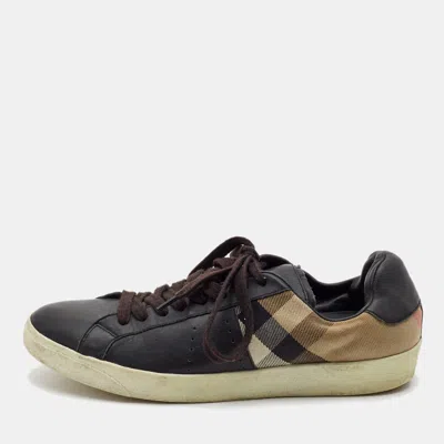 Pre-owned Burberry Black/beige Canvas And Leather Lace Up Sneakers Size 41