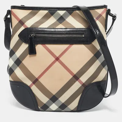 Pre-owned Burberry Black/beige Supernova Check Pvc Dryden Crossbody Bag
