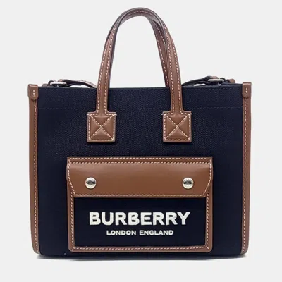Pre-owned Burberry Black/brown Canvas Freya Tote Mini Bag