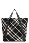 Burberry Men's Black/calico Cotton-blend Tote Bag With Check Pattern | 8086476153462