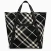 Burberry Large Check Tote Bag In Black