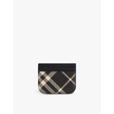 BURBERRY WOMENS BLACK/CALICO SANDON CHECKED COATED-CANVAS CARD HOLDER