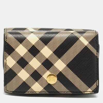 Pre-owned Burberry Black/calico Vintage Check Coated Canvas Compact Wallet