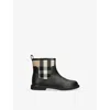Burberry Check-panel Leather Boots In Blue