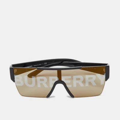 Pre-owned Burberry Black/grey Be4291 Logo Rectangle Sunglasses In Gray