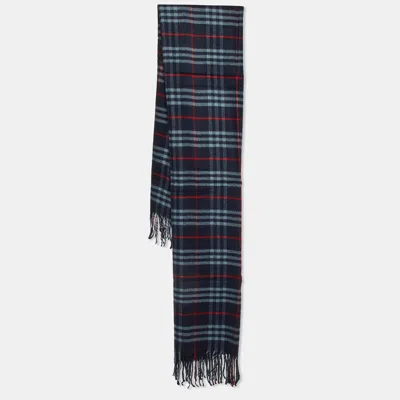 Pre-owned Burberry Black/grey Vintage Castleford Check Lambwool Scarf