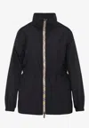 Burberry Nylon Parka With Elastic Cuffs And High Collar In Black