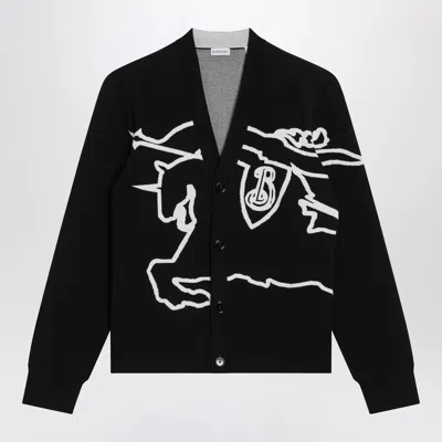 BURBERRY BURBERRY BLACK/WHITE CHALK CARDIGAN WITH EKD
