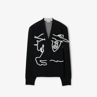 BURBERRY BURBERRY  BLACK/WHITE CHALK CARDIGAN WITH EKD