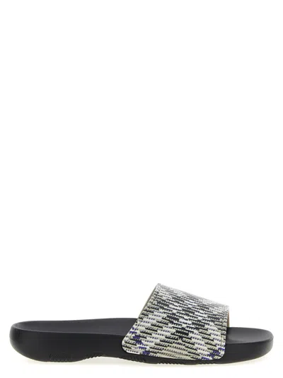 BURBERRY BLACKWHITE CHECK SLIDES