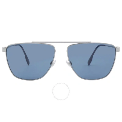 Burberry Blaine Dark Blue Navigator Men's Sunglasses Be3141 100380 61 In Blue / Dark