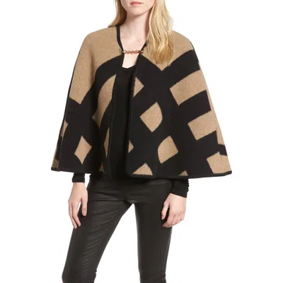 Burberry Blanket Check Wool & Cashmere Poncho In Brown