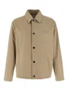 Burberry Gabardine Jacket With Collared Neck And Side Pockets In Brown