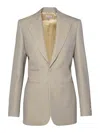 Burberry Single-breasted Wool Blazer Jacket In Beige