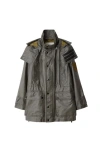 Burberry Bleached Cotton Hooded Parka In Oil