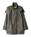 Burberry Bleached Cotton Hooded Parka In Oil