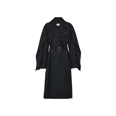 Burberry Blend Wool Trench Coat In Black