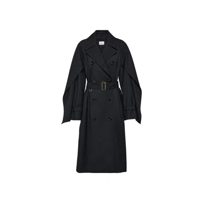Burberry Wool-blend Trench Coat In Black