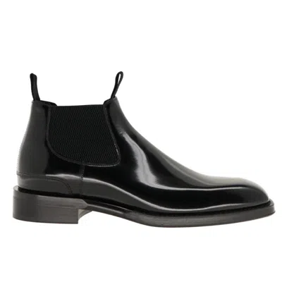 Pre-owned Burberry Bloomsbury Chelsea Boots Black Leather Size 44