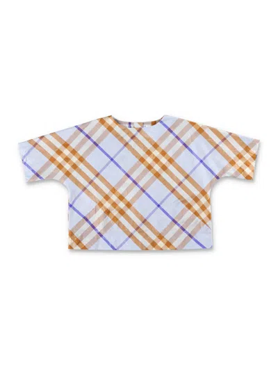 Burberry Kids' Blouse Check In Slate Blue Ip Check