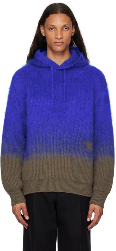 Burberry Wool Mohair Blend Hoodie In Blue