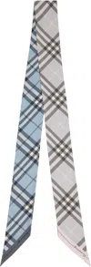 Burberry Checked Silk Scarf In Gray