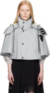 Burberry Blue Bleached Cotton Hooded Capelet Jacket