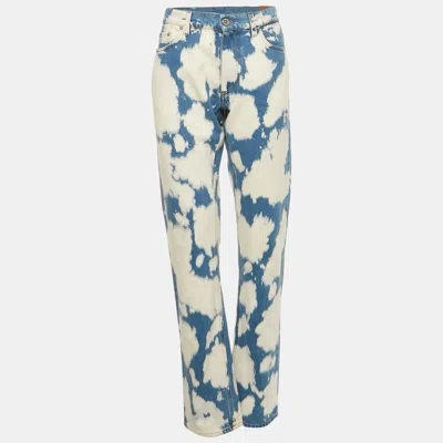 Pre-owned Burberry Blue Bleached Effect Denim Straight Leg Jeans Xl Waist 35"