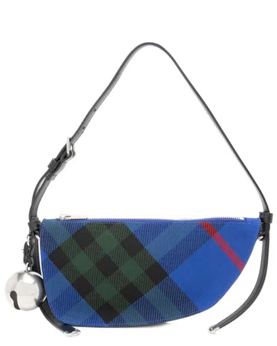 BURBERRY BURBERRY BLUE CANVAS CHECK SHIELD MINI SHOULDER BAG, NEVER CARRIED (AUTHENTIC  PRE-LOVED)
