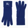 BURBERRY BLUE CASHMERE GLOVES WITH LOGO