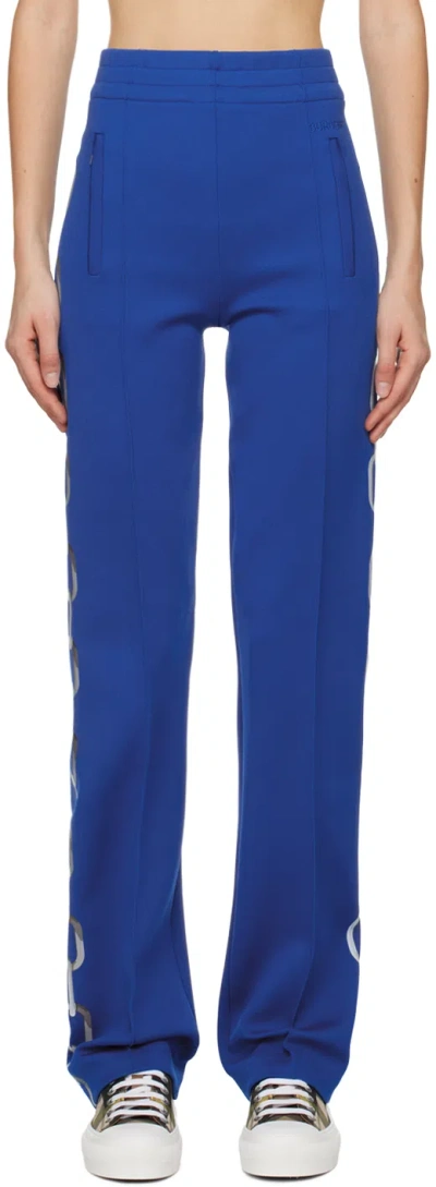 Burberry Blue Chain Print Lounge Pants In True Cobalt
