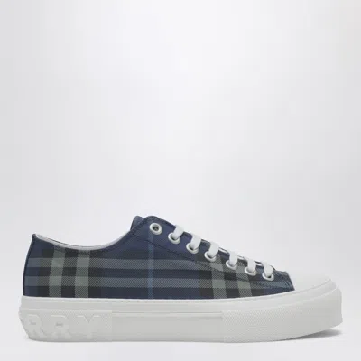 Burberry Blue Check Cotton Sneakers In Multi