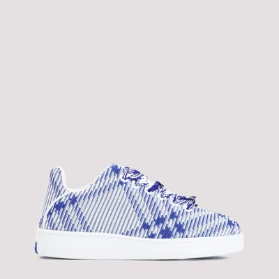 BURBERRY BLUE CHECK PRINT LACE UP SNEAKERS