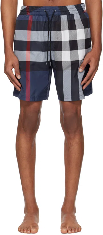 BURBERRY BLUE CHECK SWIM SHORTS