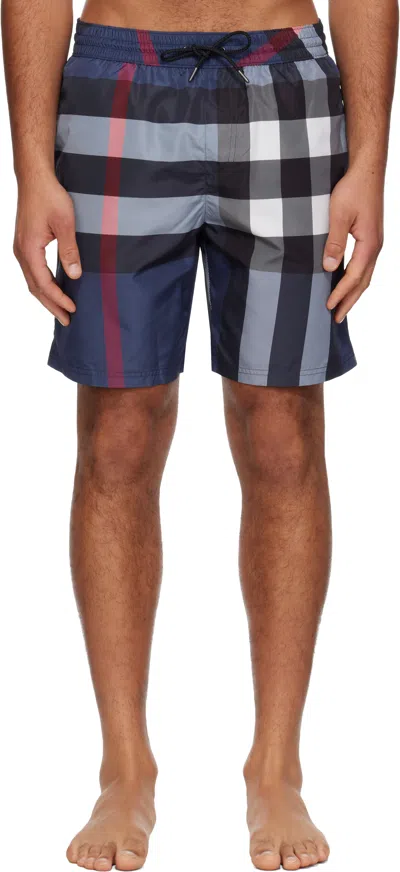 BURBERRY BLUE CHECK SWIM SHORTS