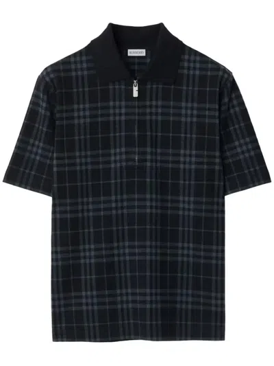 Burberry Kariertes Poloshirt In Schwarz