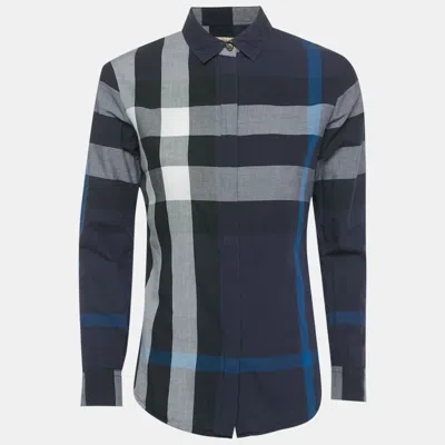 Pre-owned Burberry Blue Checks Cotton Long Sleeve Shirt M