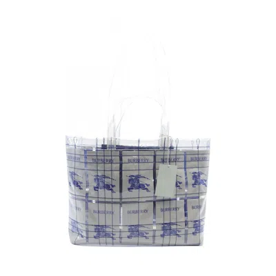 Burberry Blue Clear White Pvc Tote Bag In Blue, Clear, White