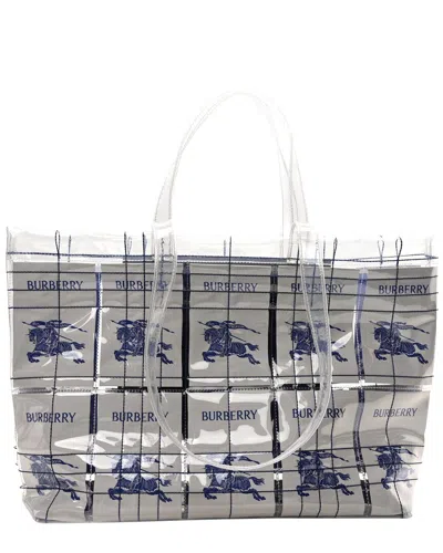BURBERRY BURBERRY BLUE COATED CANVAS EKD LABEL SHOPPING BAG (AUTHENTIC PRE-LOVED)