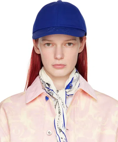 BURBERRY BLUE COTTON BLEND BASEBALL CAP