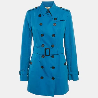 Pre-owned Burberry Blue Cotton Double Breasted Trench Coat M