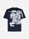 Burberry Black T-shirt With Contrasting Equestrian Knight Print In Cotton Man In Storm
