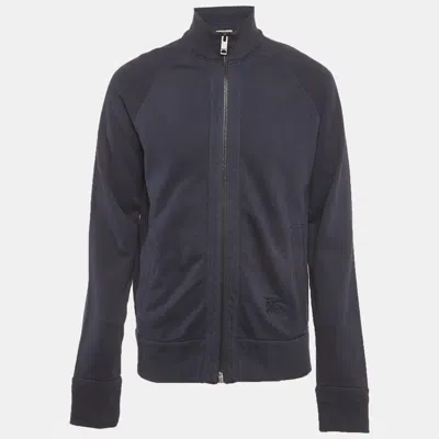 Pre-owned Burberry Blue Cotton Knit Zip-up Jacket M