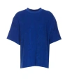 BURBERRY BLUE COTTON TERRY EQUESTRIAN KNIGHT T-SHIRT FOR MEN