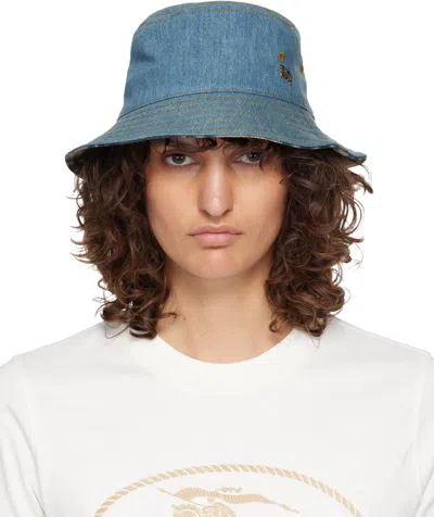 Burberry Blue Denim Bucket Hat In Purple
