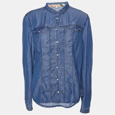 Pre-owned Burberry Blue Denim Button Front Shirt L