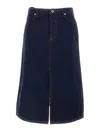 Burberry Blue Denim Midi Skirt In Cotton Woman In Multicolor